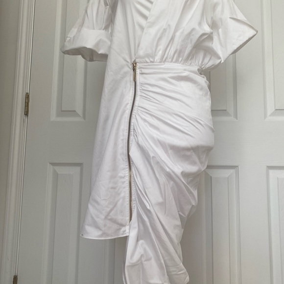 NWT- Mehtap Elaidi White collared Asymmetrical Shirt Dress - Picture 7 of 12